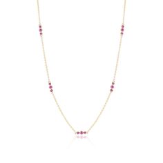 Gump's Signature Triplets Necklace in Pink Sapphires Elegant Pink Sapphire Necklace For Anniversary, Elegant Pink Sapphire Necklace For Formal Occasions, Elegant Pink Sapphire Gemstone Necklace, Luxury Pink Sapphire Necklace, Formal Yellow Gold Pink Sapphire Jewelry, Elegant Yellow Gold Necklaces With Pink Sapphire, Classic Yellow Gold Jewelry With Pink Sapphire, Elegant Pink Sapphire Jewelry With Gemstone, Classic Pink Sapphire Jewelry In Yellow Gold