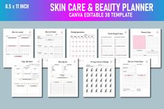 Skin Care & Beauty Planner Canva KDP Canva Planner, Beauty Favorites, The Skin, Creative Fabrica, Linux, Skin Care Routine, Hair Care, Mac