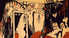 an image of a halloween scene with pumpkins