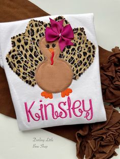 Turkey bodysuit or shirt for girls, Turkey Glam - Darling Little Bow Shop Turkey Bow, Thanksgiving Bow, Embroidery Business, Turkey Disguise, Newborn Bodysuit, Leopard Pants, Turkey Shirts, Monogram Shirts, Body Suit With Shorts