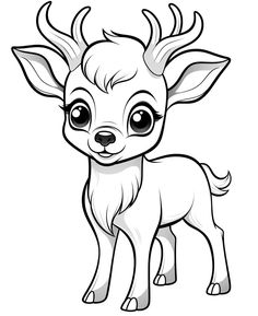 a cute little deer with big eyes and horns on it's head coloring page