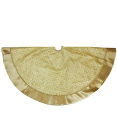 a piece of cloth that is on top of a white surface and has gold trim around it