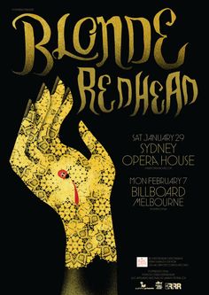 a poster for an upcoming show with hand holding up the word,'remede redhead