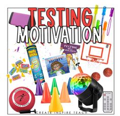 an advertisement for a competition with various items in front of it and the words testing motivation