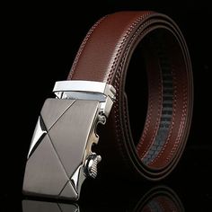 Introducing our premium leather belt with an automatic buckle, crafted for those who value both style and functionality. Made from high-quality cow skin, this belt is designed to offer durability, comfort, and a refined look. Whether you're dressing up for a formal occasion or adding a touch of sophistication to your everyday wear, this belt is the perfect accessory. Product Features: High-Quality Cow Skin Strap: Made from premium cow skin for a luxurious feel and long-lasting durability. Automa Men's Necklaces, Men's Belts, Cow Skin, Designer Belts, Leather Belts Men, Unique Shoes, Brown Belt, Mens Luxury, Genuine Leather Belt