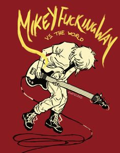 a drawing of a person with a guitar in his hand and the words mike fockaway is the word