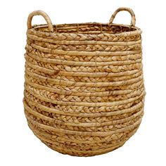 a large round basket with handles is shown