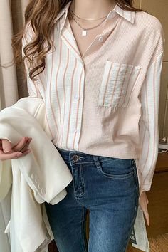 Casual Striped Combination Long Sleeve Blouse Shirt – Tomscloth Patchwork Blouse, Casual Blouse Shirts, Patch Work Blouse, Casual Stripes, Blouse Shirt, Shirt Sale, Cute Fashion, Tank Dress, Sequin Dress