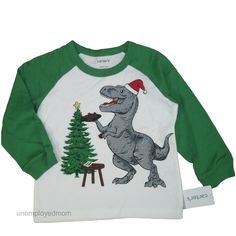 This Is For 1 Little Boys Tee / Shirt Brand New With Tags Dinosaur Tree Santa Hat From Carter's Size 12m, 18m White With Green Sleeves Christmas Tree With Santa's Cookies Dino Eating Them. Long Sleeve 100% Cotton Kw Nwt 12 18 M Mo Months Infants Toddlers Holiday X-Mas Carters Playful Long Sleeve Holiday Tops, White Christmas Tops With Cartoon Print, White Christmas Cartoon Print Tops, White Cartoon Print Tops For Christmas, White Tops With Cartoon Print For Christmas, Playful White Dinosaur Print Top, White Long Sleeve Dinosaur Print Top, Winter Dinosaur Print Crew Neck Top, White Long Sleeve Top With Dinosaur Print