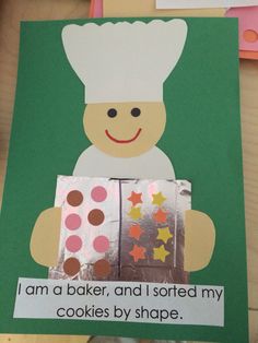 a handmade greeting card with a chef holding a box of cookies on top of it