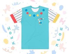 Two things that go HONK: clowns and geese. Notice the detail on the sleeves. The sizes are based on men's clothing but it can be worn by anyone! Get to know your new favorite tee - it's super smooth, super comfortable, and made from a cotton touch polyester jersey that won't fade after washing. * 95% polyester, 5% elastane (fabric composition may vary by 1%) * Premium knit mid-weight jersey * Four-way stretch fabric that stretches and recovers on the cross and lengthwise grains * Regular fit * B Clowncore Clothes, Clowncore Fashion, Clowncore Outfit, Kidcore Clothes, Clowncore Aesthetic, Clown Stuff, People Reference, Silly Clothes, Gender Fluid Fashion