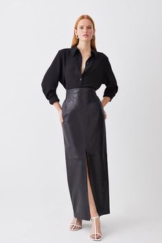 Pencil Skirt Long, Long Leather Skirt Outfit Party, Midaxi Skirt, Maxi Wrap Skirt, High Wait Leather Skirt, Leather Long Skirt, Black Leather Maxi Skirt Outfit, Maxi Pencil Skirt Outfit, Maxi Leather Skirt Outfit