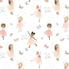 Dear Stella Fabrics Return of the Jete Collections "Return of the Jete"  Ballerina's on White 100% cotton 44/45" wide Hellen Keller, Ballerina Print, Ballerina Illustration, Dear Stella Fabric, Ballet Pointe, Fluttering Butterflies, Ballerina Dancing, Little Ballerina, Girls Quilts