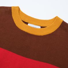 - Gebreide T-shirts
- 100% katoenen garen
- Ronde hals
- Ongevoerd
- Normale pasvorm Brown Color Block Crew Neck Sweater, Brown Knitted Crew Neck Top, Winter Knit Crew Neck T-shirt, Red Crew Neck Knit Top, Knit Crew Neck T-shirt For Fall, Fall Crew Neck Knit T-shirt, Brown Cotton Ribbed Sweater, Fall Knit T-shirt With Crew Neck, Brown Cotton Crew Neck Sweater