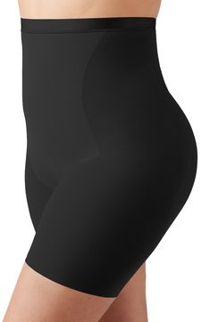 These high-rise, firm-control shaping shorts are cinched at the waist with more room in the hips and bottom to fit and flatter an hourglass figure. Bonded panels target the tummy and bottom, and raw edges create a smooth, seamless look under outfits. 5 1/2" inseam Firm control Cotton-lined gusset 54% polyamide, 46% spandex Hand wash, dry flat Imported High Waist Shapewear Bottoms With Built-in Shorts, Shapewear Bottoms With Built-in Shorts, High Waist Smoothing Fitted Shorts, Solid Smoothing High-waisted Shorts, Smoothing High-waisted Shorts In Neutral Color, Short Length Shapewear Bottoms With Wide Waistband, Sculpting Smoothing Bottoms Mid-thigh Length, Sculpting Smoothing Mid-thigh Shorts, Sculpting Smoothing Mid-thigh Bottoms