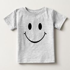 Infant T-shirt with happy face. Choose your own shirt style and color, available for women, men and kids. Happy Face Emoticon, 12 Photo Collage, Top Baby Products, Baby T Shirt, Consumer Products, Happy Face, Basic Colors, Holiday Card, Baby Tshirts