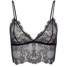 Lace Bralette Black (320 BRL) ❤ liked on Polyvore featuring intimates, bras, tops, lingerie, bra, underwear, bralets, lingerie bra, bralette bras and lacy bras Lace Bralette Top, Pretty Bras, Lacy Tops, Black Lace Bralette, Black Bralette, Anine Bing