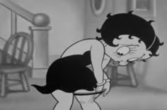 an animated image of a woman bending over