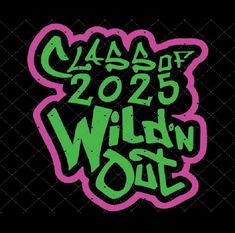 the back side of a black shirt with green and pink graffiti on it, which says classy 2055 willow out