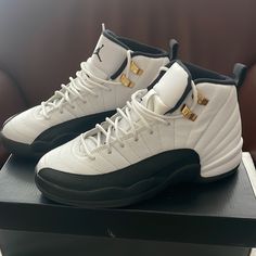 Air Jordan 12 Retro - White/Black Taxis Size 4.5y (Gs) - Fits As Size 6 Womens Worn Once, Excellent Condition! Jordan Retro 12 Outfits Women, Jordan 12 Black And White, Jordan 12s, Air Jordan 12, Air Jordan 12 Retro, Jordan 12 Retro, Jordan 12, Jordans 12, Kids Jordans