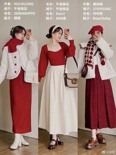 Outfit Baju Merah, Japanese Mom Outfit, Mix Match Outfits, Cosplay Kawaii, Kawaii Fashion Outfits, Modest Fashion Outfits, Mua Sắm, Christmas Fashion