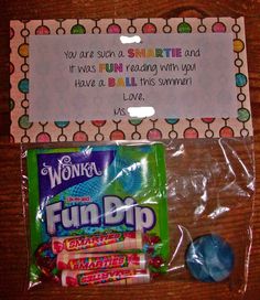 a bag with candy and an envelope on it that says, you are not sure what to