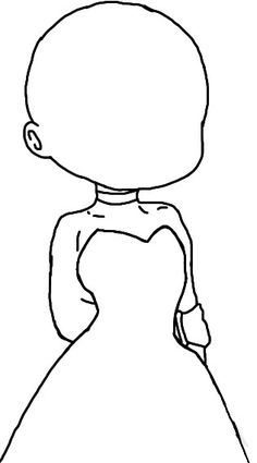 a drawing of a woman in a dress with her head tilted back to the side