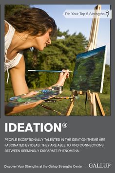 Being spontaneously creative and fascinated by new ideas are signs of the Ideation strength. Discover your strengths at Gallup Strengths Center. www.gallupstrengthscenter.com Personality Psychology, A Course In Miracles