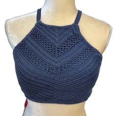 Nwt. Hi Neck Swim Top For Women Various Sizes. Blue As Per Tag Color Is Known As "Indigo", Crochet Style, Strappy Back With Adjustable Slides, Cup Padding, Internal Lining. Pictures Are Part Of Description. Bundle To Save Or Reasonable Offers Only Pls. Car Prop Not Included. Property Of “Vroom” . Blue Halter Neck Tank Top For Vacation, Blue Fitted Halter Neck Crop Top, Stretch Light Blue Crop Top For Beach, Trendy Blue Halter Top For Beach Season, Blue Stretch Tops For Vacation, Fitted Navy Crop Top For Summer, Light Blue Fitted Tank Top For Vacation, Blue Halter Crop Top For Vacation, Blue Sleeveless Crochet Top