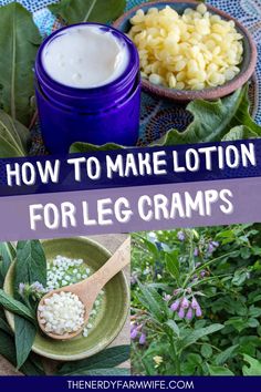 Naturally soothe leg cramps, growing pains, and restless legs with this DIY herb-infused magnesium lotion recipe. Magnesium Lotion Recipe, Herbal Salve Recipes, Make Lotion, Herb Medicine, Herbs Medicinal, Herbal Medicine Cabinet, Medicine Recipes, Restless Leg