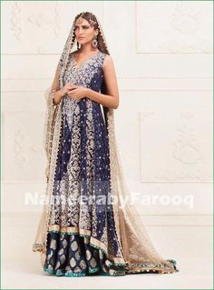 Pakistani Bridal Dress Online  - Pakistani Designers Wedding Bridal Dresses Online at Nameera by Farooq, Deep Blue Paksitani Lahenga with Silver Dabka Nigh & Pearl Work. Visit Now : www.NameerabyFarooq.com or Call / Whatsapp : +1 732-910-5427 Pakistani Bridal Dresses Online, Bridle Dress, Asian Bridal Wear, Pakistani Bridal Lehenga, Zainab Chottani, Pakistani Bridal Dress, Wedding Lehenga Designs, Net Dress, Indian Bridal Wear