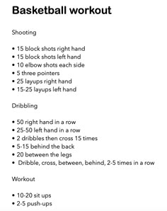 a basketball workout plan with instructions for the ball