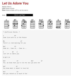 the guitar chords page for let us adore you