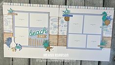 a beach day scrapbook layout made with stampin's seahorses