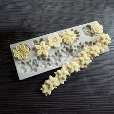 a cake pan that has some flowers on it