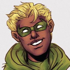 a drawing of a man with glasses and a green hoodie on, smiling at the camera