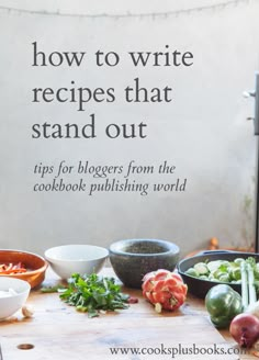 the cookbook is about how to write recipes that stand out