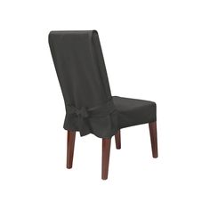 a dining chair with a bow on it's back and dark colored upholstered seat