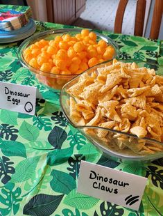 How to Throw a Roaring Three Rex Birthday Party on a Budget - Beautifully Busy Mom Snacks For Dinosaur Birthday Party, Three Rex Birthday Party Centerpieces, 3 Rex Bday Party, Dino Birthday Snacks, Three Saurus Party, T Rex 3rd Birthday, Three Rex Birthday Food, Three Rex Birthday Party Games