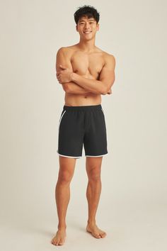 Throwback Swim Trunks | Bonobos Sporty Gym Activewear With Contrast Trim, Athleisure Activewear With Contrast Trim For Gym, Sports Activewear With Contrast Trim, Sportswear Activewear With Contrast Trim, Casual Activewear With Contrast Trim For Sports, Sports Athleisure Bottoms With Contrast Trim, Athleisure Sports Bottoms With Contrast Trim, Sporty Bottoms With Contrast Trim For Sports, Sporty Beach Activewear With Drawstring