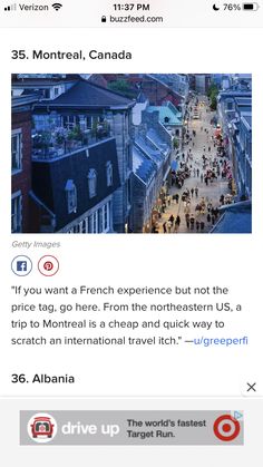 an image of a street with people walking down it and the caption reads, if you want a french experience but not the price tag