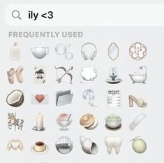 a bunch of different types of objects on a white background with the words frequently used