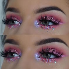 Glitter Face Makeup, Carnaval Make-up, Holiday Eye Makeup, Muertos Makeup, Pink Glitter Makeup, Hippie Makeup, Thanksgiving Makeup, Fox Makeup, Devil Makeup