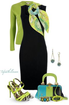 ♥♥♥ Dress Scarf, Dress For Spring, Green Outfit, Looks Chic, Complete Outfits, Work Wardrobe, Business Attire, Work Attire, Work Fashion