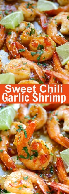 sweet chili garlic shrimp with lime and cilantro