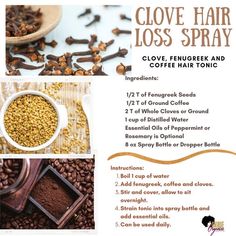 Clove Spray For Hair Diy, Dry Roots Natural Hair, Hair Growth Tips For Alopecia, Nettle Hair Growth, Diy Hair Tonic, Diy Hair Growth Oil For 4c Hair, Natural Remedies For Alopecia, Hair Tonic Diy, Cloves For Hair Growth Diy