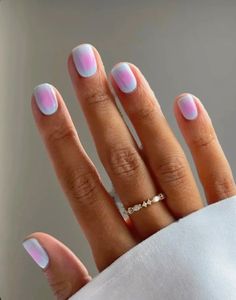 Layering soft pink, purple and blue colours to get this unique design!
Click the link to get customeised ring set! Designs For Short Nails, Hello Nails, Summery Nails, Minimal Nails, Cute Gel Nails, White Nail, Short Nail Designs, Minimalist Nails, Fire Nails