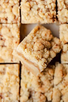 several pieces of cake sitting on top of each other