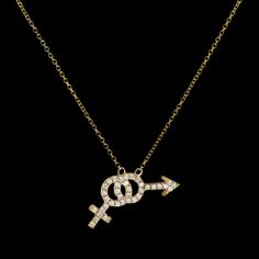 Pavé Bisexual Symbol Necklace - Corvo Jewelry By Lily Raven - 14k Gold Jewelry Bisexual Symbol, Trevor Project, Symbol Necklace, Rose Gold Necklace, White Diamonds, Diamond White, Lily, Diamonds, Yellow Gold