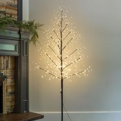 6 foot tall black fairy light tree with warm white LED lights Lighted Tree Branches, Lighted Trees, Christmas Home Decorations, Decorative Trees, Black Fairy, Warm White Led Lights, Led Tree, Led Fairy Lights